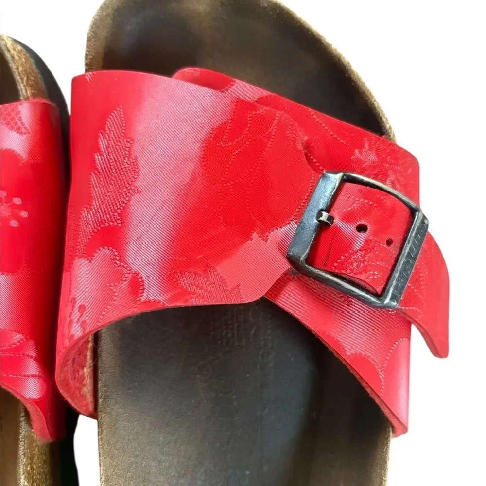 Papillio BIRKENSTOCK Madrid Red Floral Birko Flor Slip On Sandal Slides Womens 7 - Picture 11 of 15